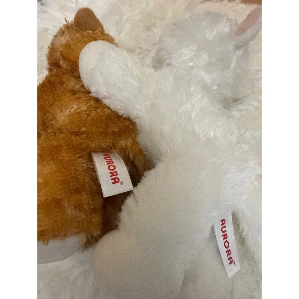 Aurora World Plush Kitten Set White Blue Eyes Ginger Orange Tabby Cat 6 Inch
